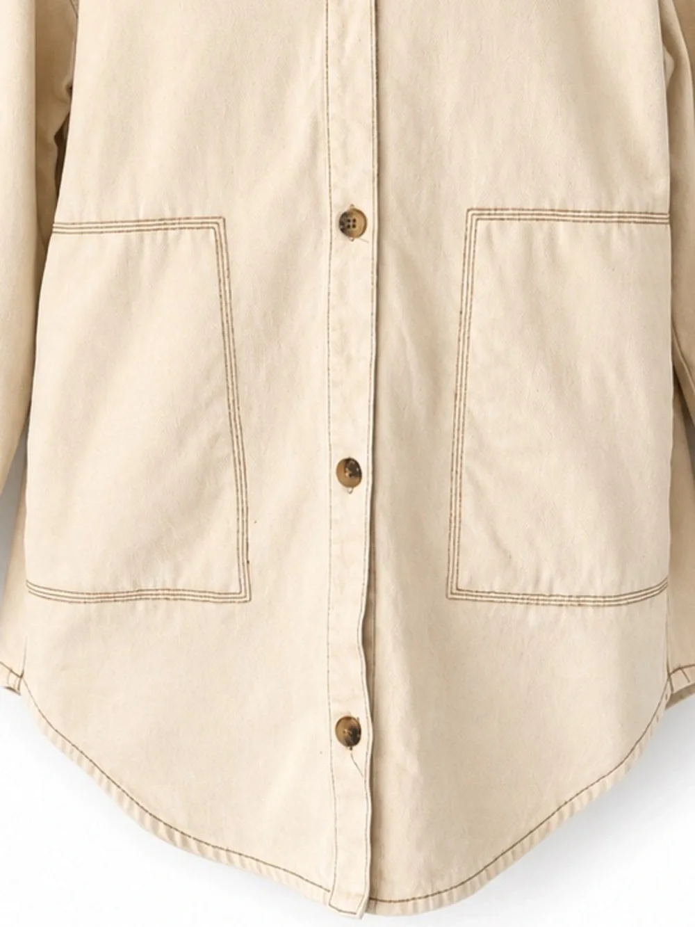 Oak + Fort Oversized Denim Shacket Jacket Cream Beige Utility XS - Picture 3 of 7